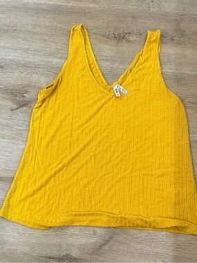 Mudd Mustard Ribbed V-Neck Tank Top